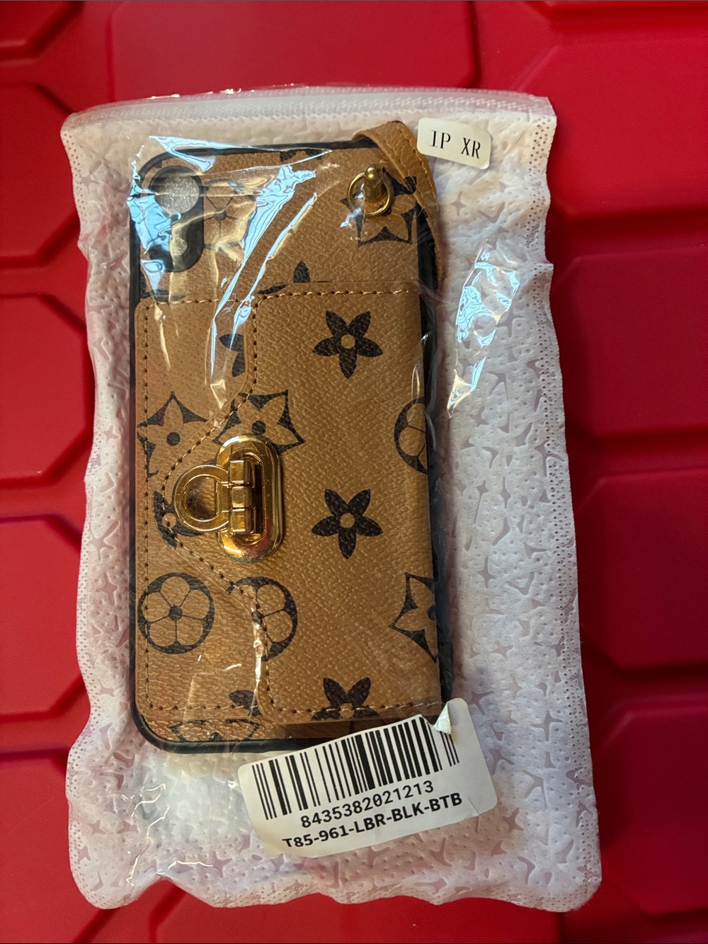 Brown Designer-Style Wallet Phone Case with Gold Accent